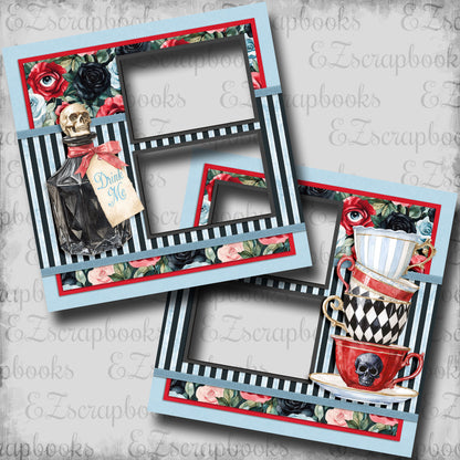 Haunted Alice Drink Me - EZ Digital Scrapbook Pages - INSTANT DOWNLOAD