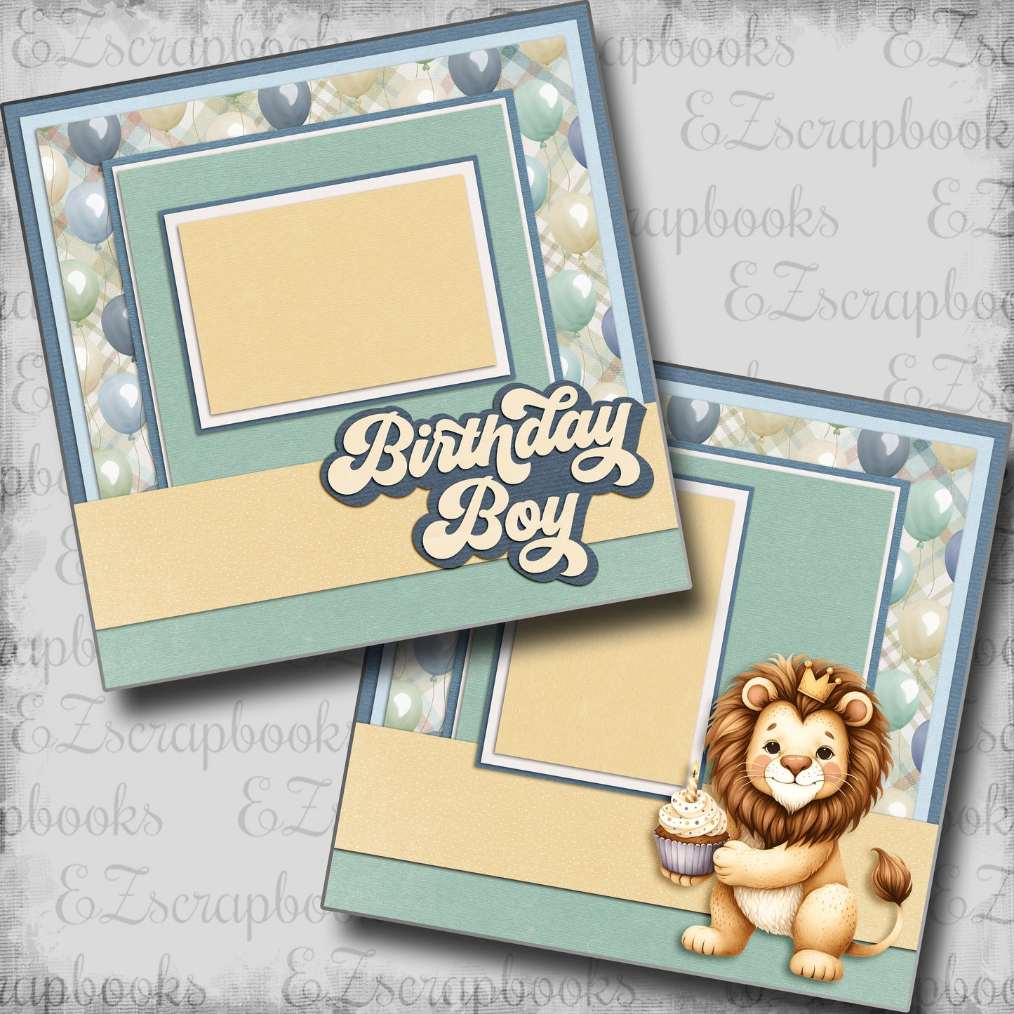 Birthday Boy Lion - Scrapbook Layout - 25-618