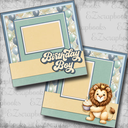 Birthday Boy Lion - Scrapbook Layout - 25-618