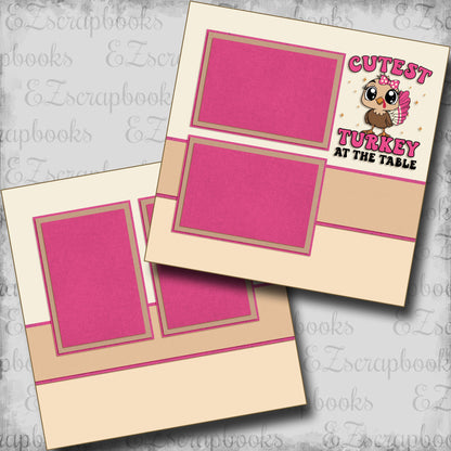 Coolest Turkey Girl - Thanksgiving - Scrapbook Layout - 24-850