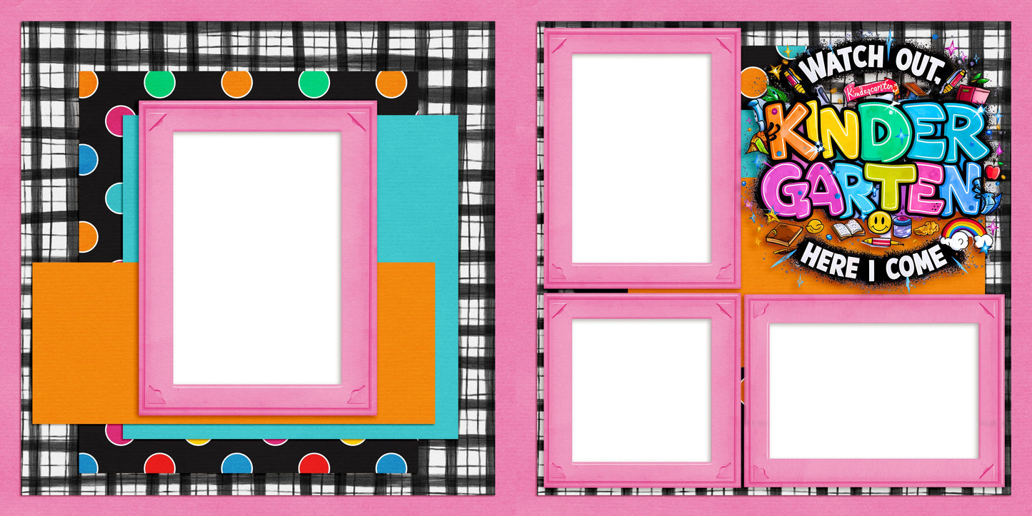 Kindergarten Girl - EZ Digital Scrapbook Pages - INSTANT DOWNLOAD