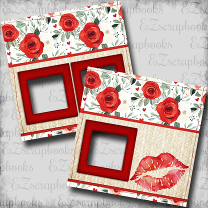 Valentine Kiss - EZ Digital Scrapbook Pages - INSTANT DOWNLOAD