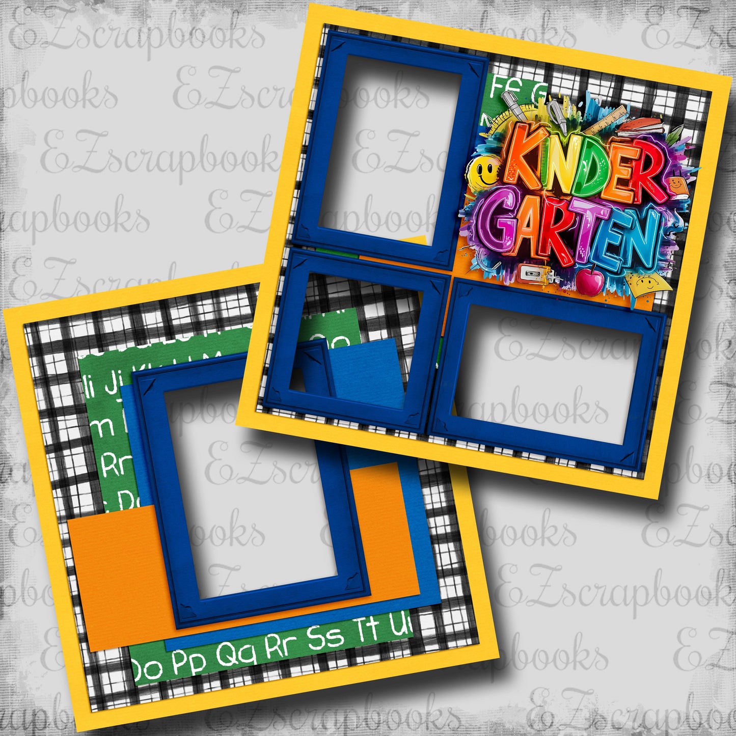 Kindergarten Boy - EZ Digital Scrapbook Pages - INSTANT DOWNLOAD