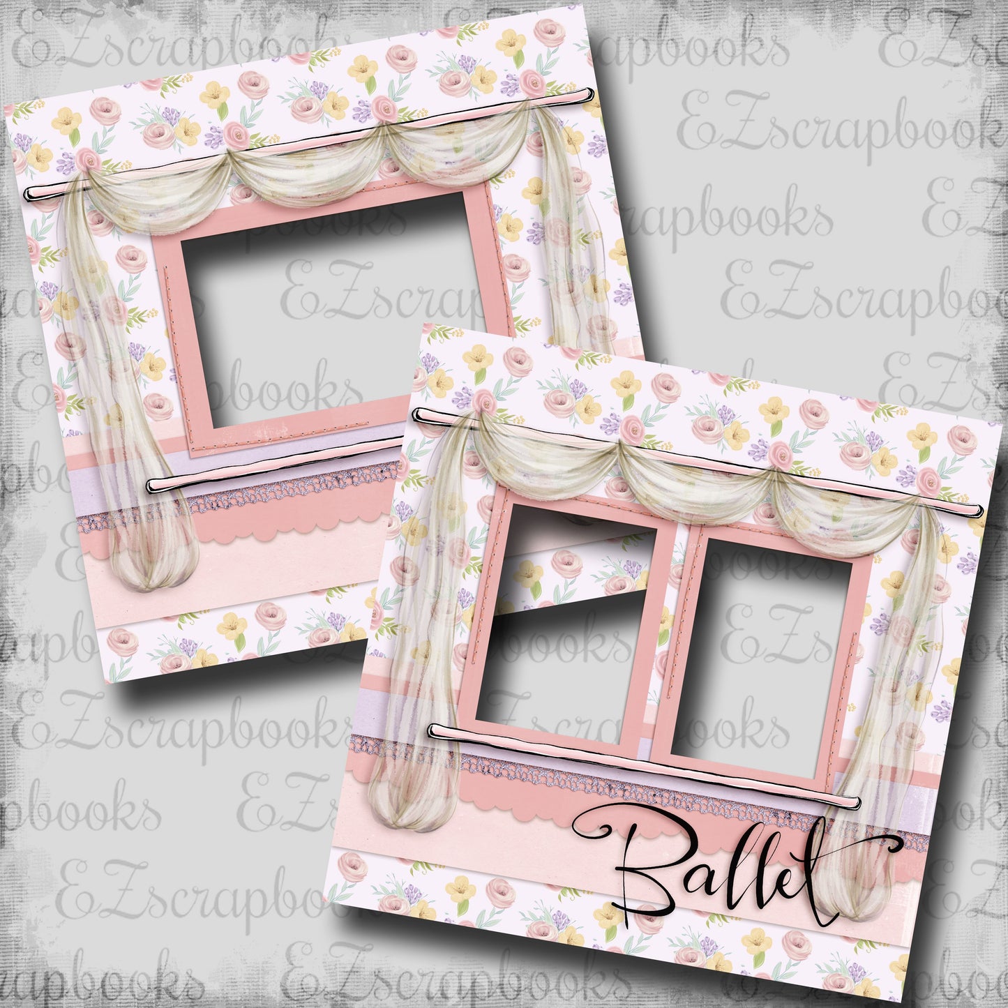 Ballet Curtains - EZ Digital Scrapbook Pages - INSTANT DOWNLOAD