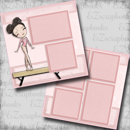 Gymnastics Balance Beam Brunette - Scrapbook Layout - 24-612