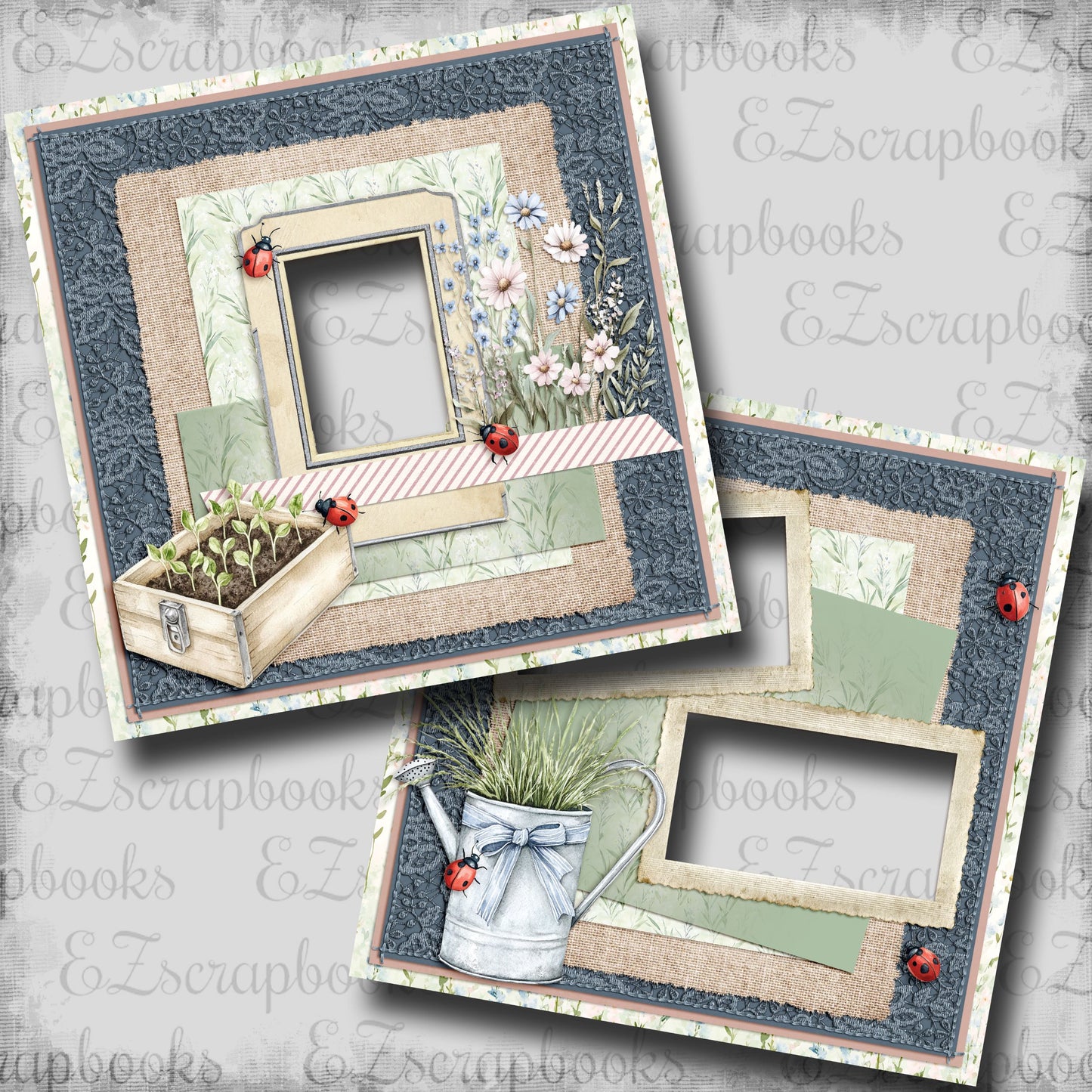 Spring Seedlings - EZ Digital Scrapbook Pages - INSTANT DOWNLOAD