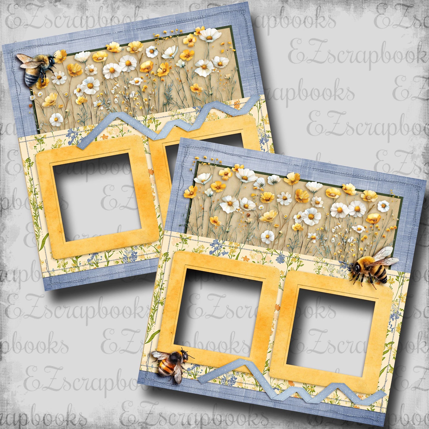 Honeybee Poppies - EZ Digital Scrapbook Pages - INSTANT DOWNLOAD