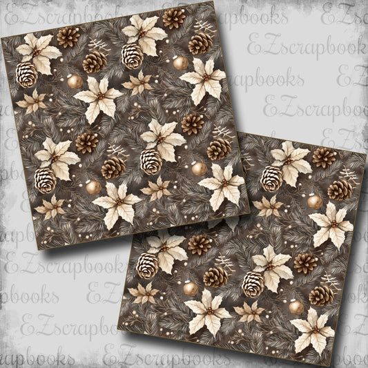 Rustic Christmas Flowers  - Scrapbook Papers - 24-898