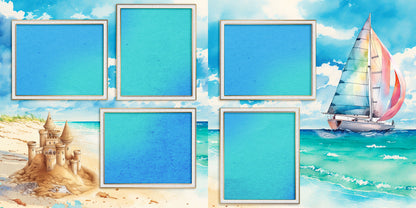 Summer at the Beach - Set of 5 Double Page Layouts - 1732