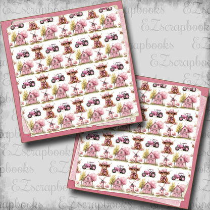 Pink Farm Pattern Stacked NPM - Scrapbook Layout - 25-747