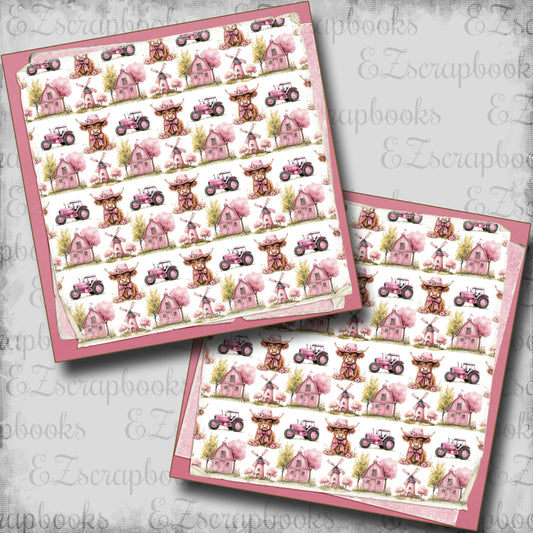 Pink Farm Pattern Stacked NPM - Scrapbook Layout - 25-747