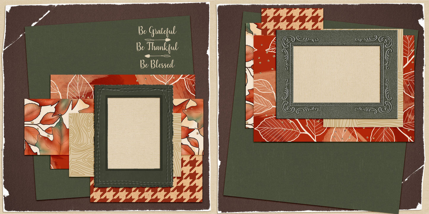 Grateful Thankful Blessed - Set of 5 Double Page Layouts - 1646