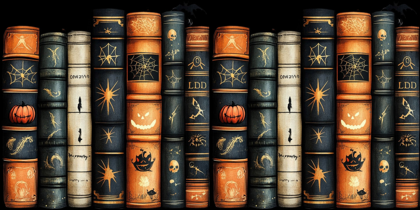 Spooky Bookspines Blue & Orange - Scrapbook Papers - 25-805