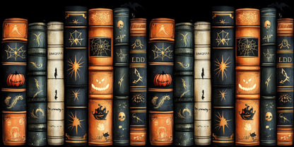 Spooky Bookspines Blue & Orange - Scrapbook Papers - 25-805
