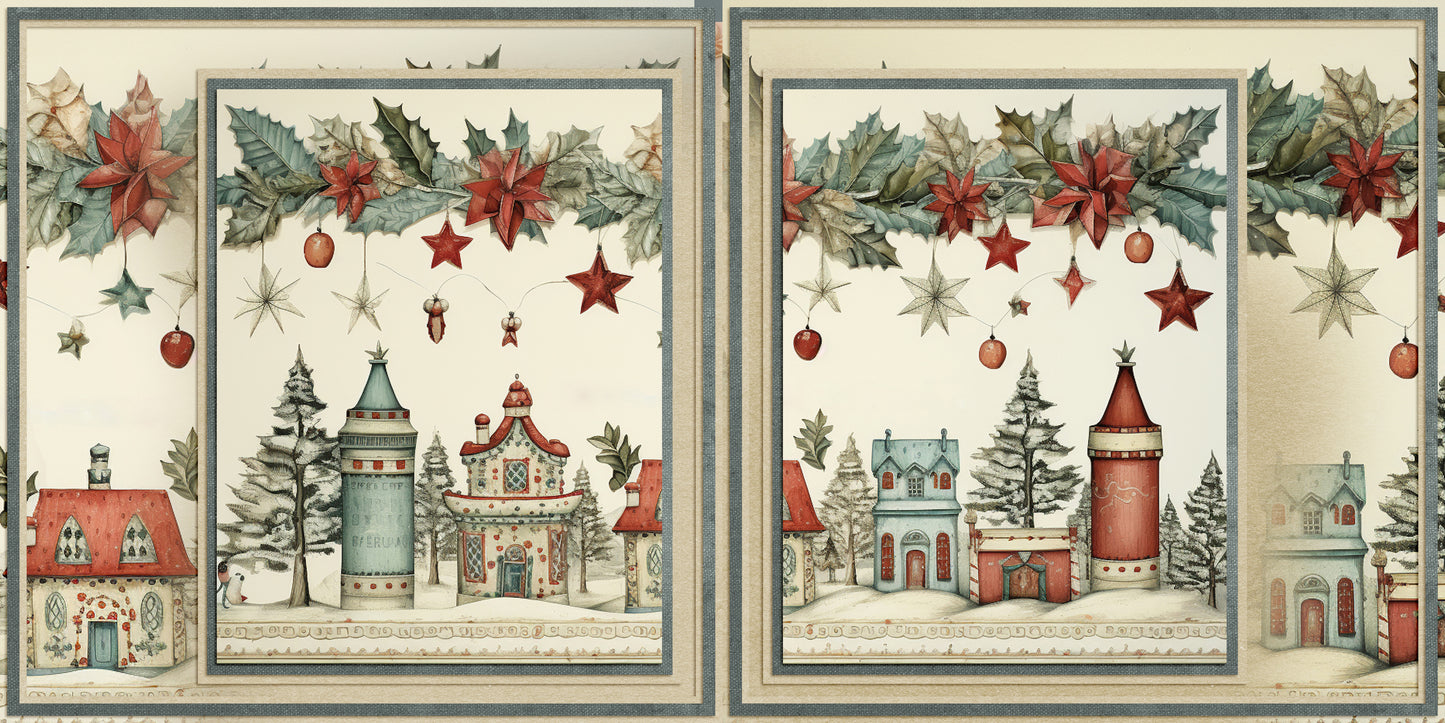 Christmas Village - Set of 5 Double Page Layouts - 1865