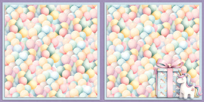 Birthday Balloons Unicorn Gift NPM - Scrapbook Layout - 25-639