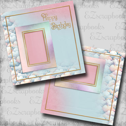 Happy Birthday Clouds - Scrapbook Layout - 25-648