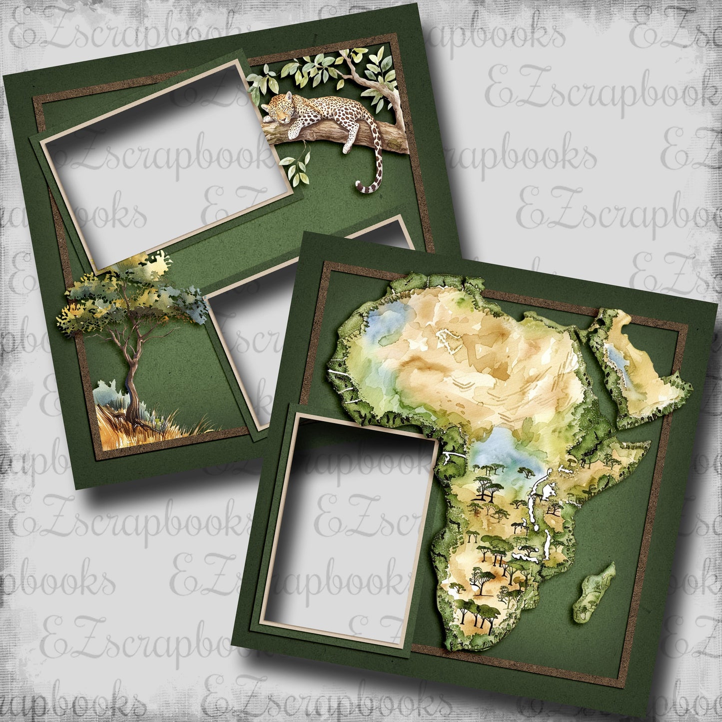 Jungle Safari Africa - EZ Digital Scrapbook Pages - INSTANT DOWNLOAD