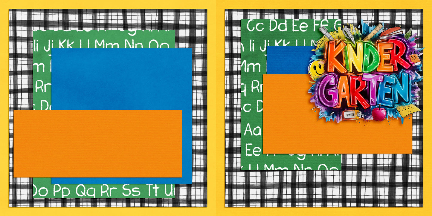 Back to School Boy Collection 1 NPM - Set of 5 Double Page Scrapbook Layouts - 25-1067