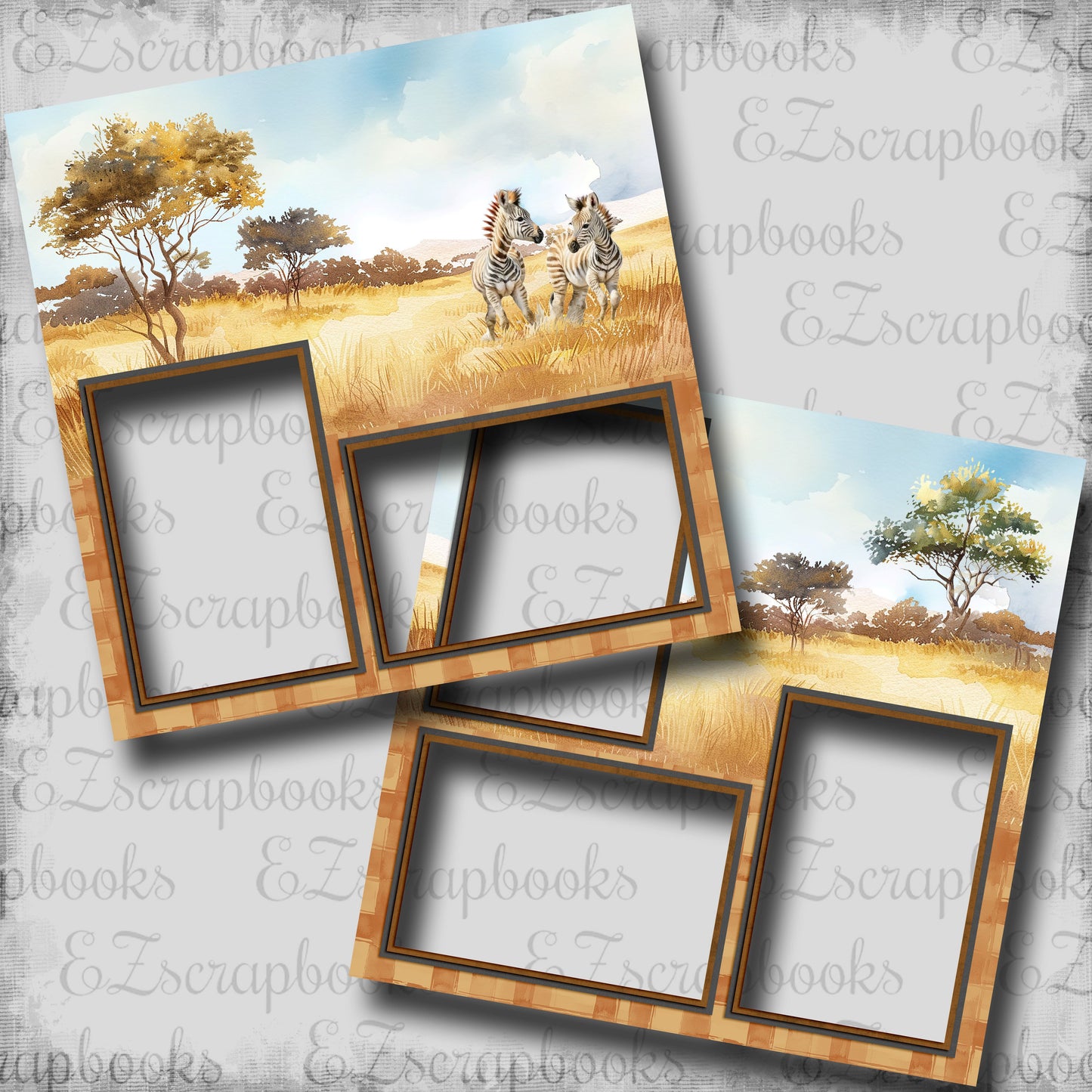 Jungle Safari Savannah - EZ Digital Scrapbook Pages - INSTANT DOWNLOAD