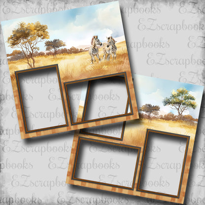 Jungle Safari Savannah - EZ Digital Scrapbook Pages - INSTANT DOWNLOAD