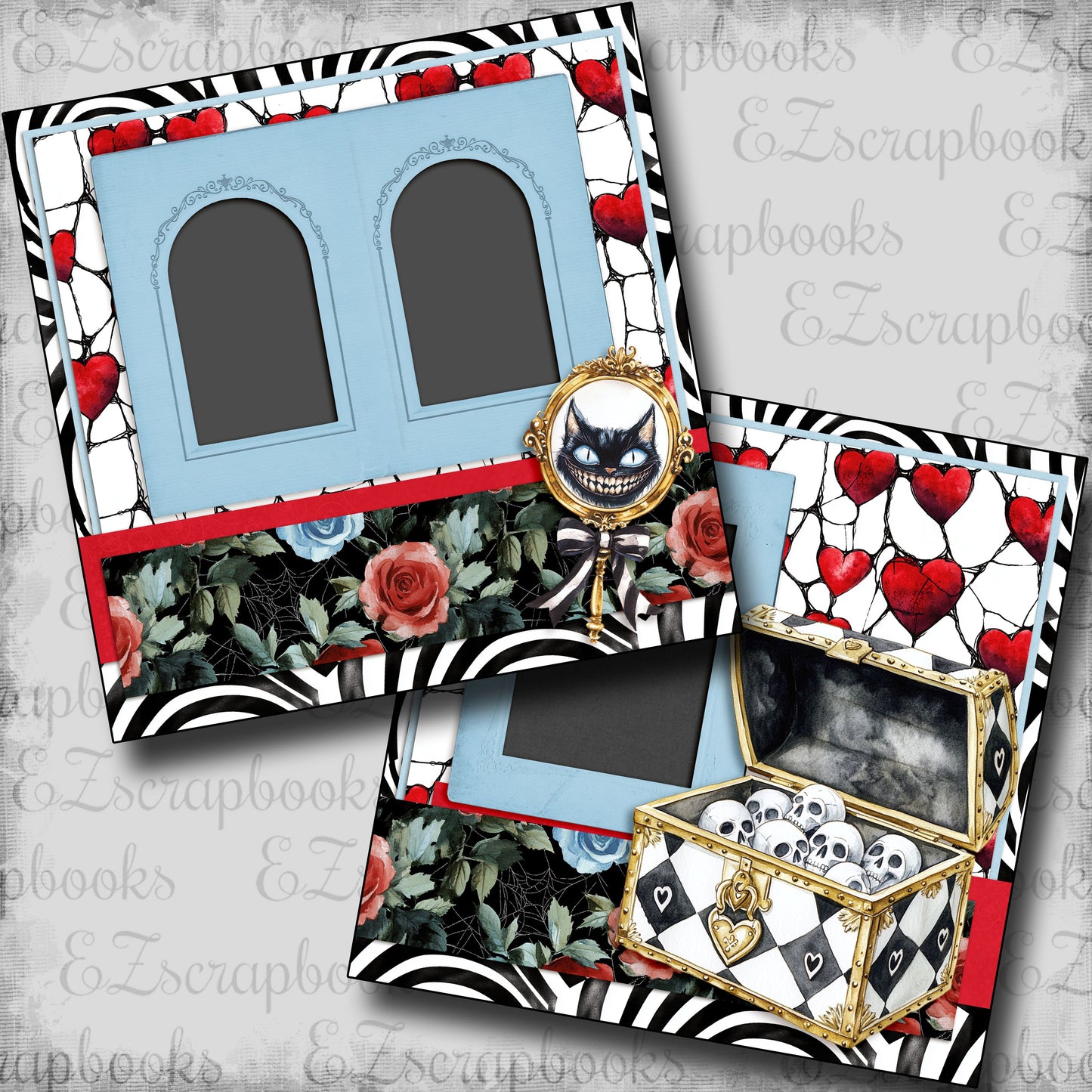 Haunted Alice Cat Mirror - Scrapbook Layout - 25-840