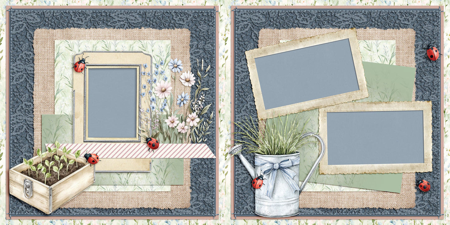 Spring Garden - Set of 5 Double Page Scrapbook Layouts - 25-1030
