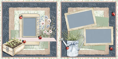 Spring Garden - Set of 5 Double Page Scrapbook Layouts - 25-1030