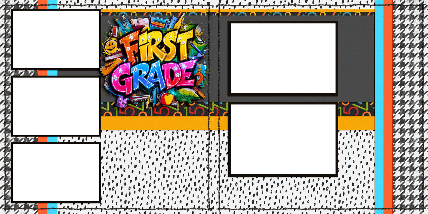 First Grade Boy - EZ Digital Scrapbook Pages - INSTANT DOWNLOAD