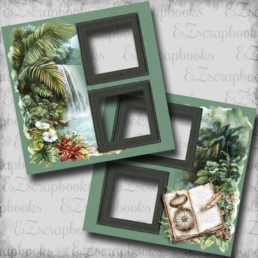 Jungle Safari Waterfall - EZ Digital Scrapbook Pages - INSTANT DOWNLOAD