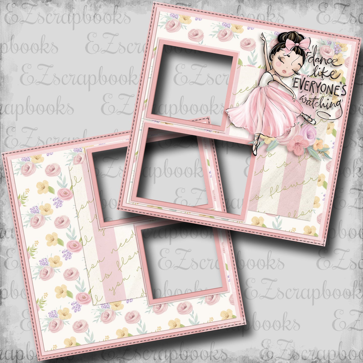 Dance Everyone Watching - Black Hair - EZ Digital Scrapbook Pages - INSTANT DOWNLOAD