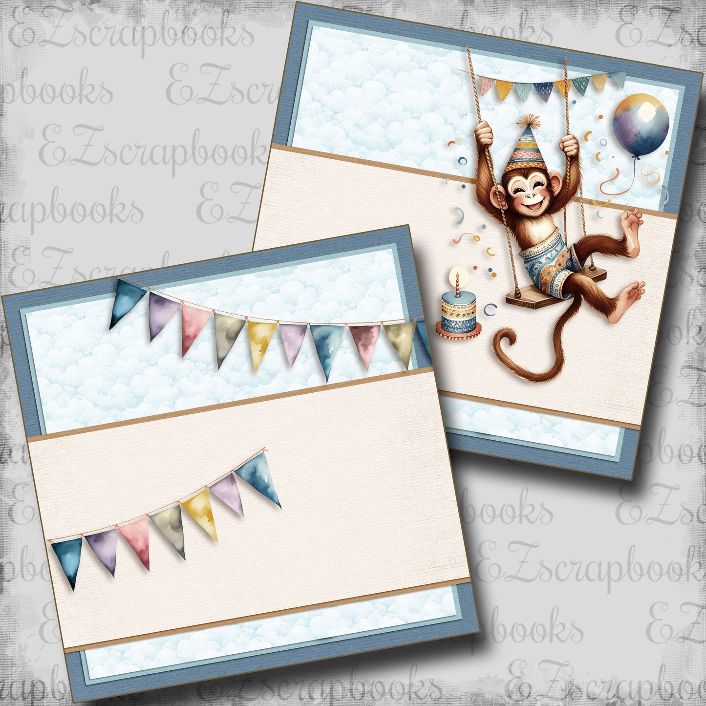 Birthday Chimp NPM - Scrapbook Layout - 25-625