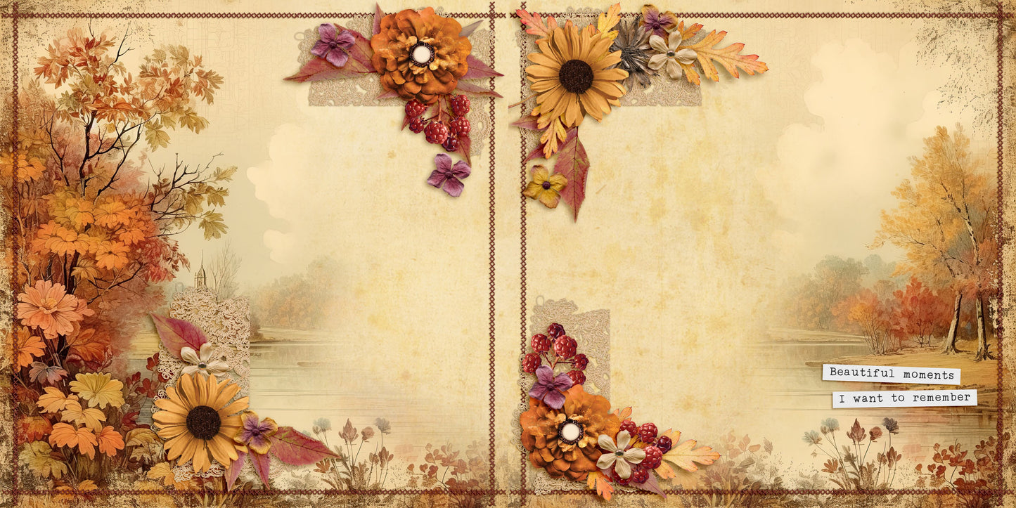 Moment in Time - Fall - EZ Background Pages -  Digital Bundle - 10 Digital Scrapbook Pages - INSTANT DOWNLOAD