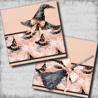 Cute Pink Halloween Witch NPM - Scrapbook Layout - 24-671