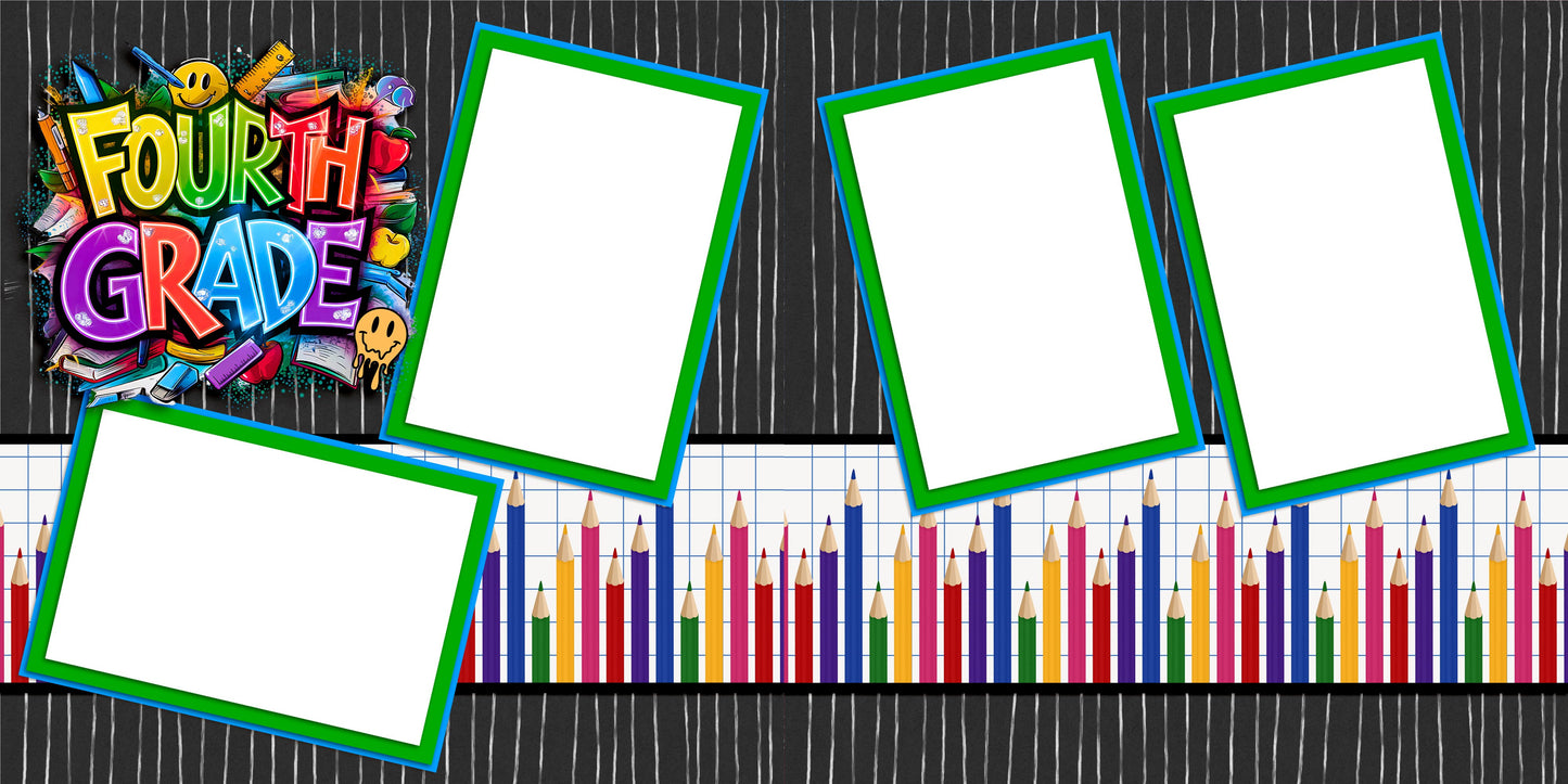 Fourth Grade Boy - EZ Digital Scrapbook Pages - INSTANT DOWNLOAD