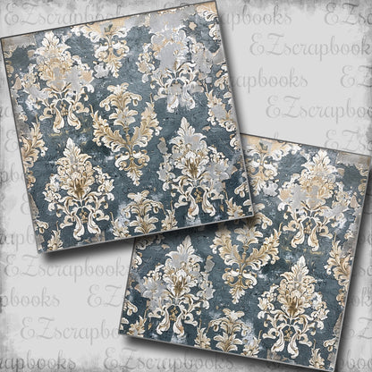 Damask Textures Blue NPM - Scrapbook Layout - 24-803