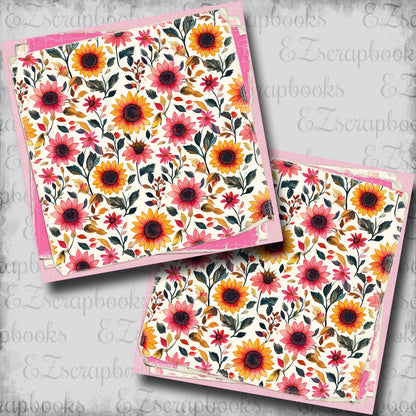 Pink Farm Flowers Stacked NPM - Scrapbook Layout - 25-748