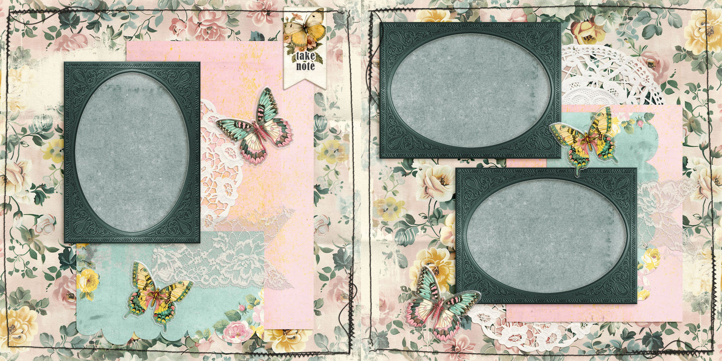 Floral Take Note - Scrapbook Layout - 24-710