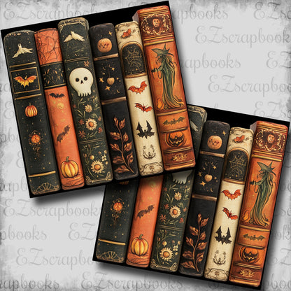 Creepy Distressed Bookspines Witch - Scrapbook Papers - 25-807
