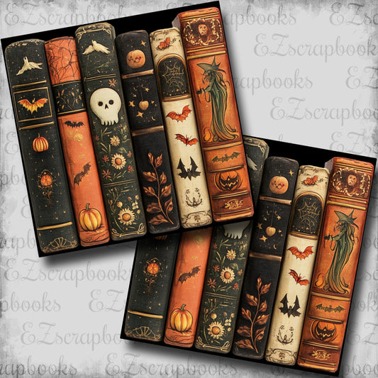 Creepy Distressed Bookspines Witch - Scrapbook Papers - 25-807