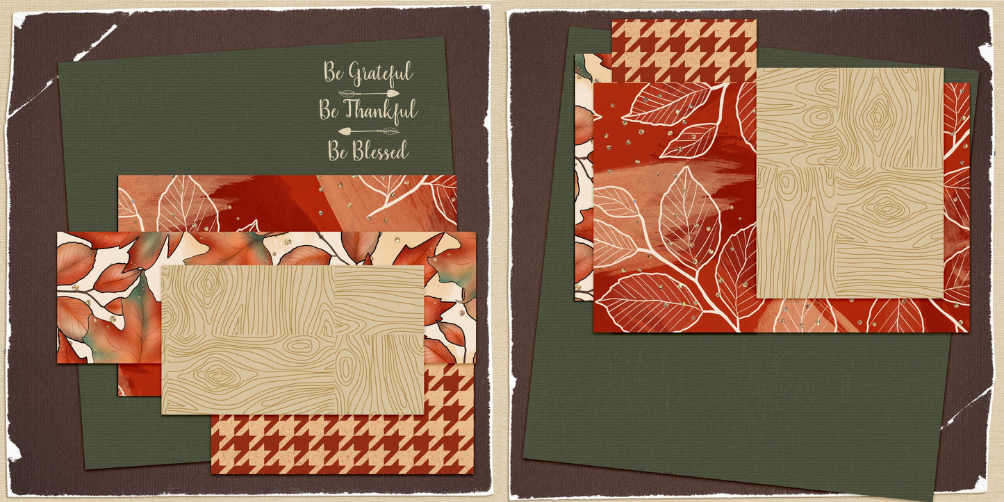 Grateful Thankful Blessed NPM - Set of 5 Double Page Layouts - 1647