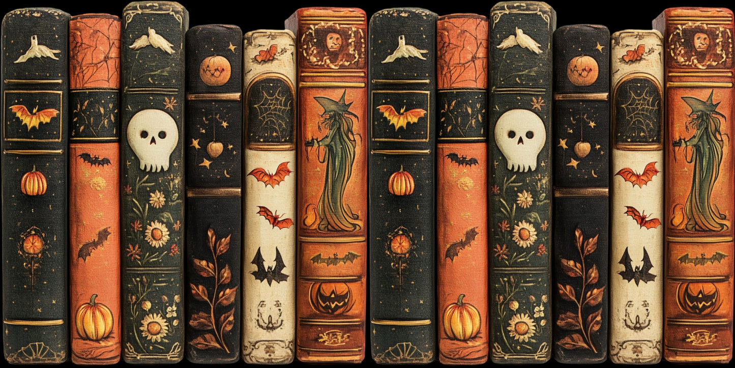 Creepy Distressed Bookspines Witch - Scrapbook Papers - 25-807