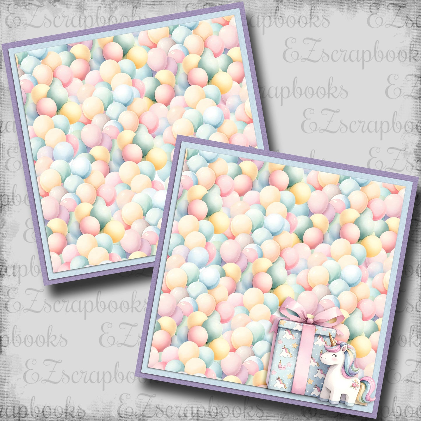 Birthday Balloons Unicorn Gift NPM - Scrapbook Layout - 25-639
