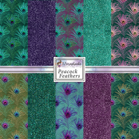 Peacock Feathers - 12X12 Scrapbook Paper Pack - 8337