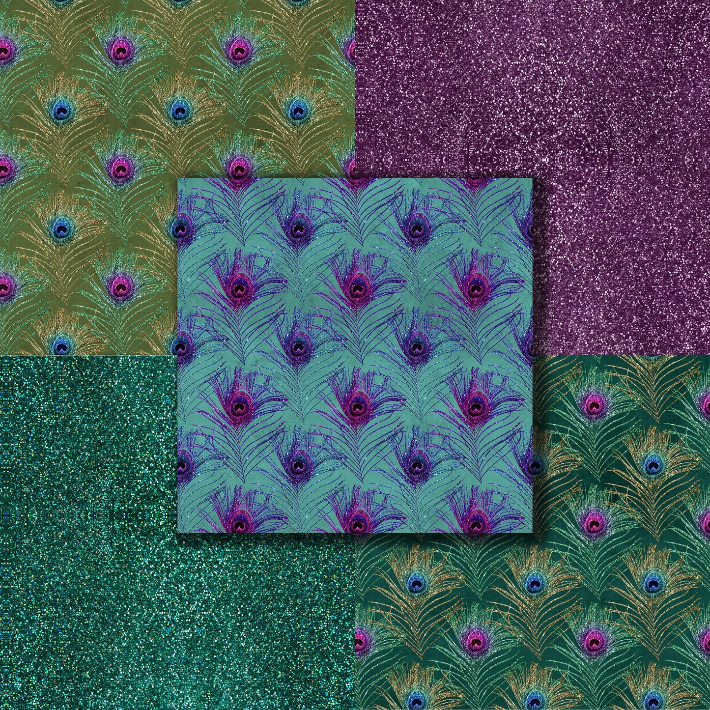 Peacock Feathers - 12X12 Scrapbook Paper Pack - 8337