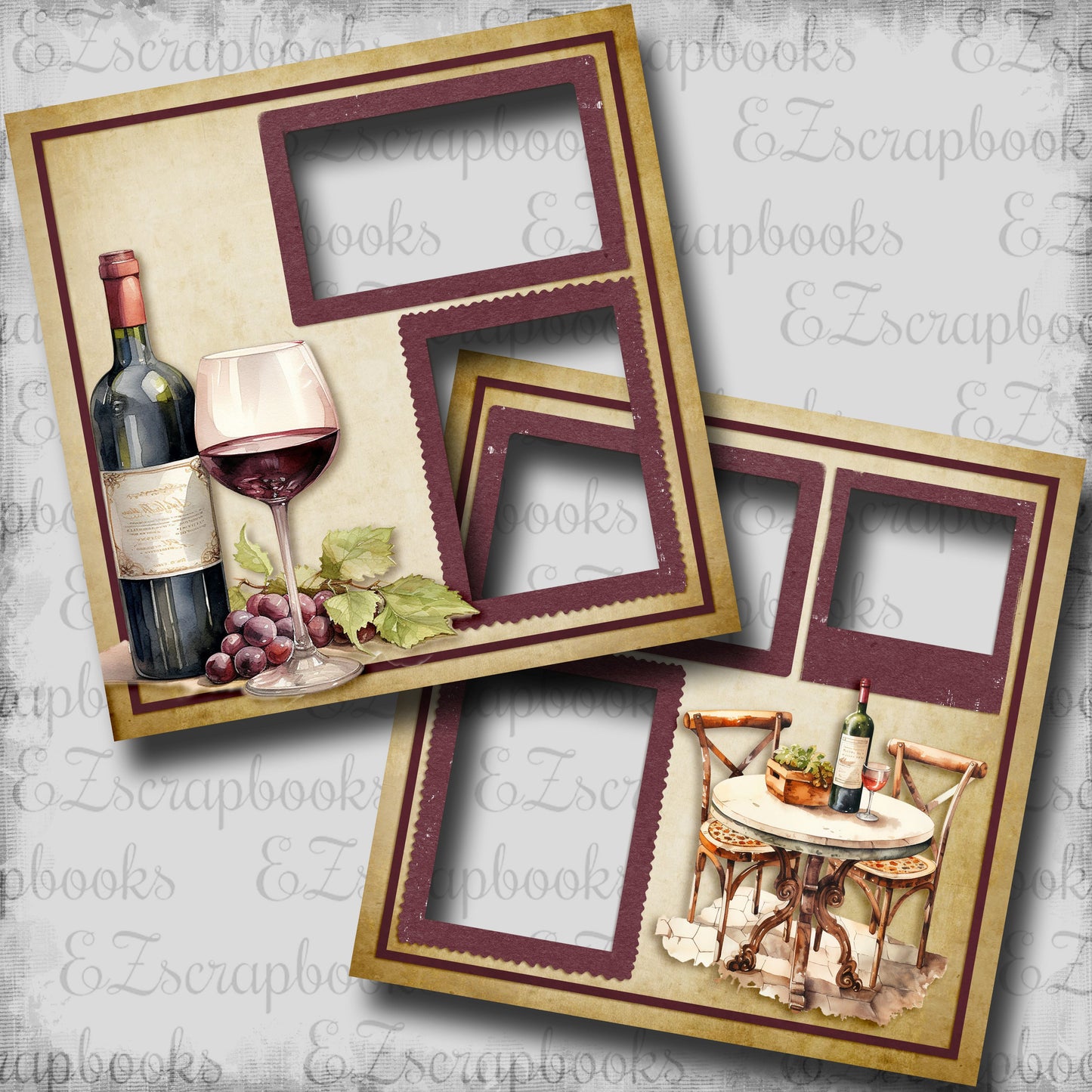 Ciao Roma Wine - EZ Digital Scrapbook Pages - INSTANT DOWNLOAD