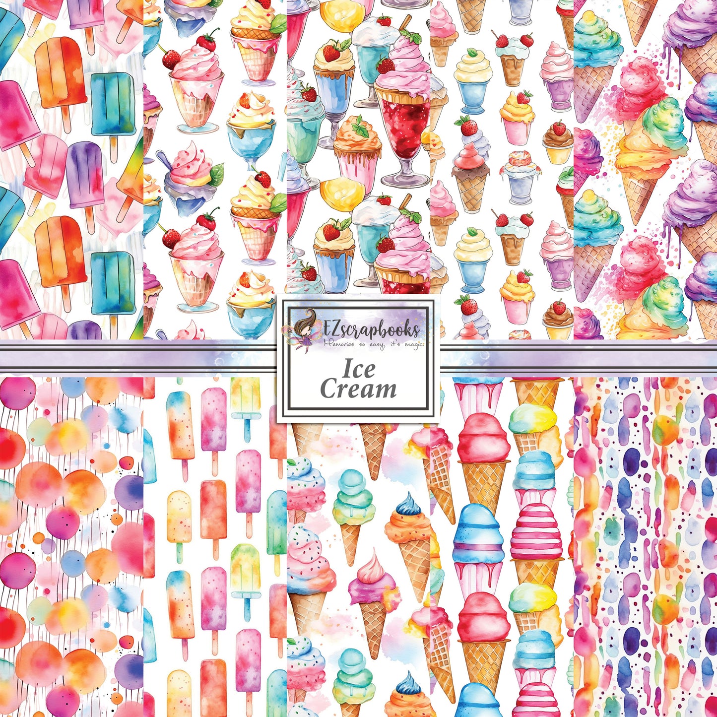 Ice Cream - 12X12 Scrapbook Paper Pack - 8538