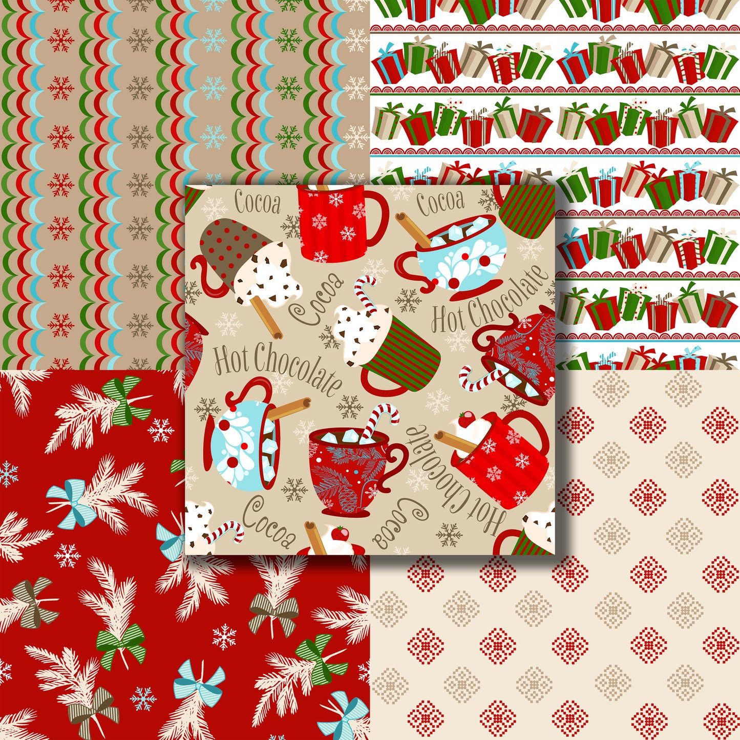 Holiday Red & Beige - 12X12 Scrapbook Paper Pack - 8564