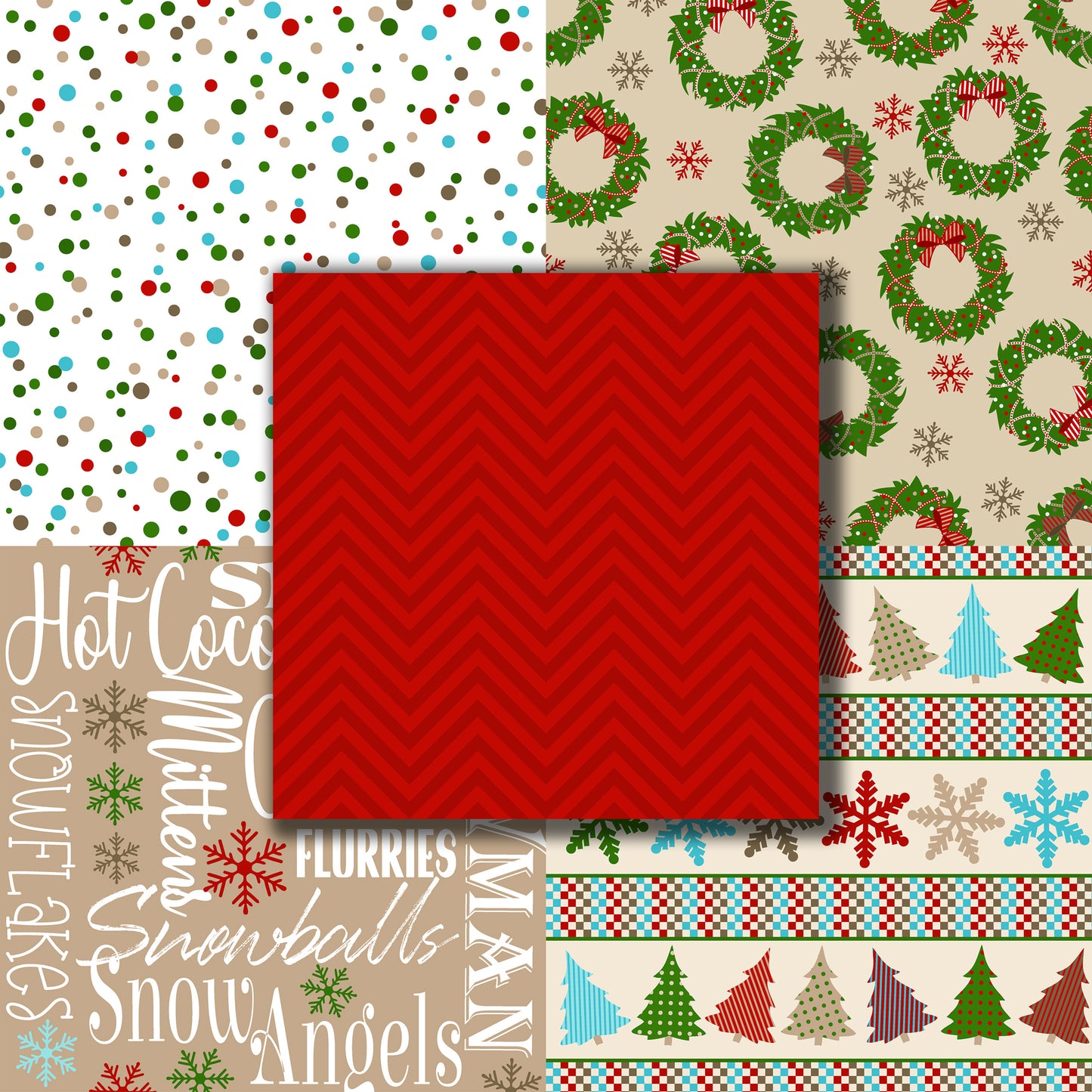 Holiday Red & Beige - 12X12 Scrapbook Paper Pack - 8564