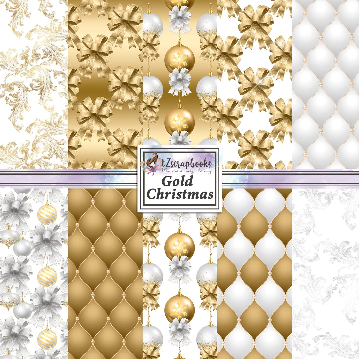 Gold Christmas 12X12 Paper Pack 8616 EZscrapbooks gold-christmas-12x12-paper-pack-8616-ezscrapbooks